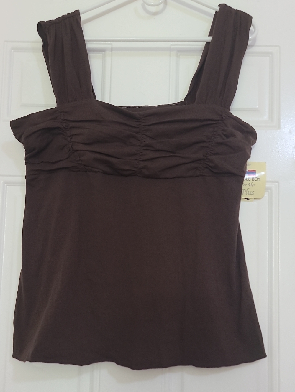 Bugle Boy Brown Ruched Wide-Strap Tank Top